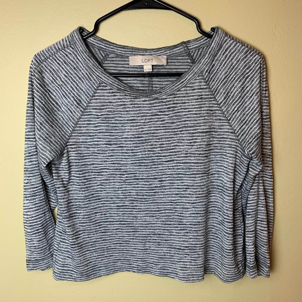 Loft Striped Stripe Blouse - Grey/ White